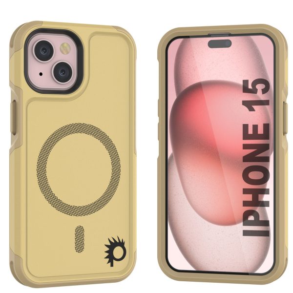 PunkCase iPhone 15 Case, [Spartan 2.0 Series] Clear Rugged Heavy Duty Cover W Built in Screen Protector [yellow] Fashion