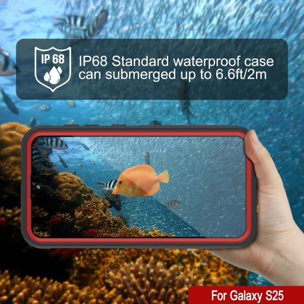 Galaxy S25 Waterproof Case [Kickstud 2.0 Series] Protective IP68 Cover W Screen Protector & Kickstand [Red] For Discount - Image 3