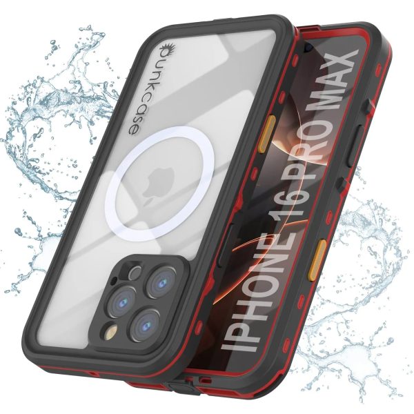iPhone 16 Pro Max Waterproof Case, Punkcase SpikeStar Red Series | Thin Fit 6.6ft Underwater IP68 Online