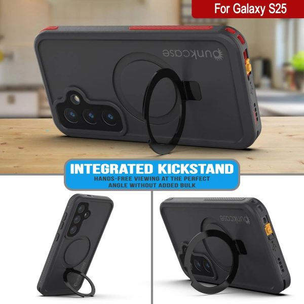 Galaxy S25 Waterproof Case [Kickstud 2.0 Series] Protective IP68 Cover W Screen Protector & Kickstand [Red] For Discount - Image 4