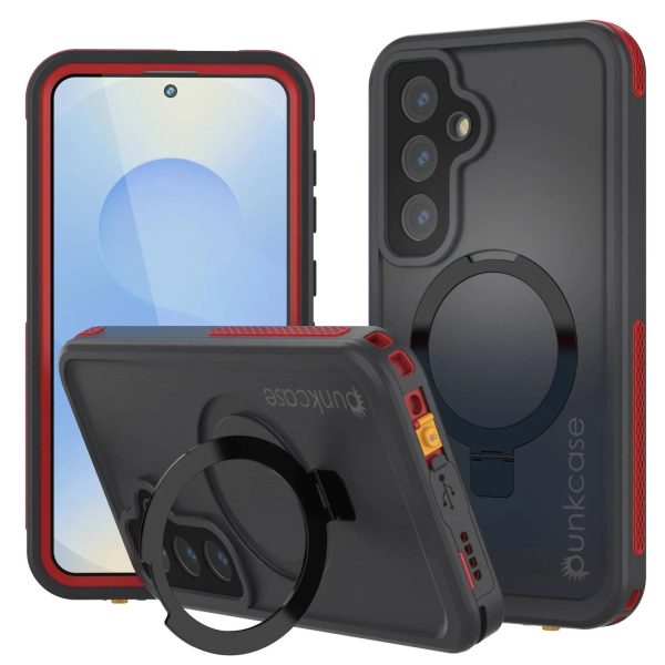 Galaxy S25 Waterproof Case [Kickstud 2.0 Series] Protective IP68 Cover W Screen Protector & Kickstand [Red] For Discount