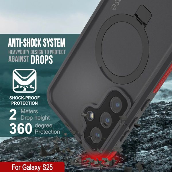 Galaxy S25 Waterproof Case [Kickstud 2.0 Series] Protective IP68 Cover W Screen Protector & Kickstand [Red] For Discount - Image 2