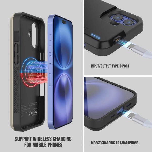iPhone 16 Battery Case, PunkJuice 5000mAH Fast Charging MagSafe Power Bank W  Screen Protector | [Gold] Online - Image 3