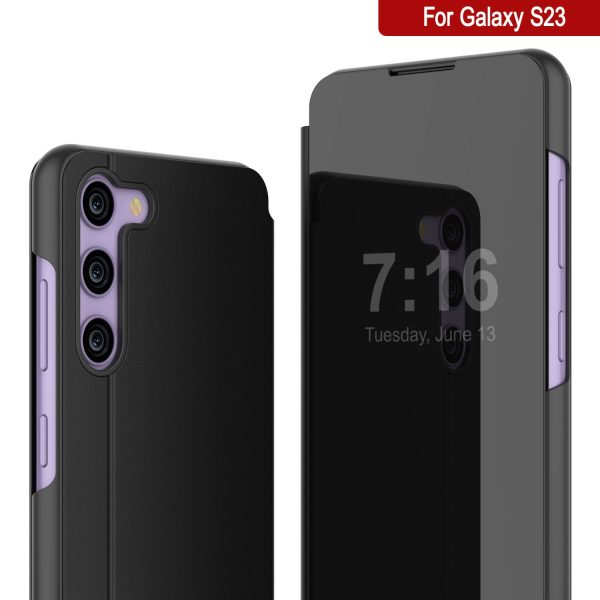 Punkcase Galaxy S23 Reflector Case Protective Flip Cover [Black] Supply - Image 4