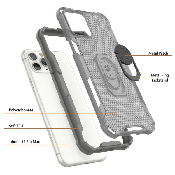 PunkCase for iPhone 11 Pro Max Case [Magnetix 2.0 Series] Clear Protective TPU Cover W Kickstand [Grey] Online Hot Sale - Image 4
