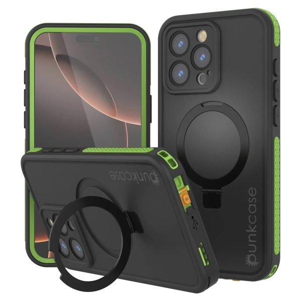 iPhone 16 pro Waterproof Case [Kickstud 2.0 Series] Protective IP68 Cover W Screen Protector & Kickstand [Green] Cheap