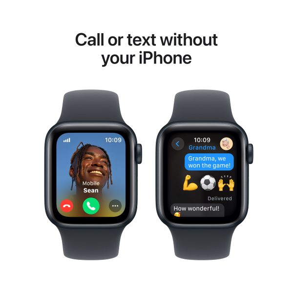 Apple Watch SE GPS + Cellular 40mm Midnight Aluminum Case with Midnight Sport Band - M L - MXFT3LL A (2024) Sale - Image 4